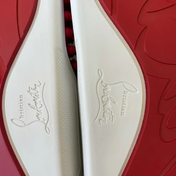 Christian louboutin pool fun donna slides sandals flat floride white sz 40.5 - Picture 8 of 10